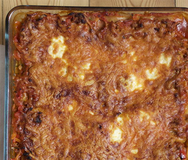 Lasagne med oksekød og grøntsager